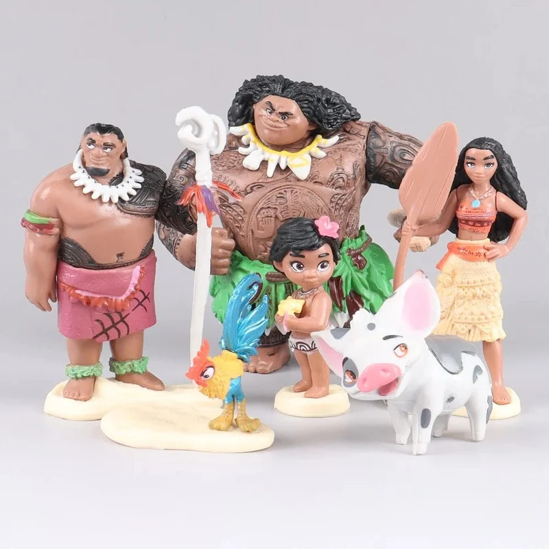 6/10-teiliges Set Disney-Film Moana Figur Puppen Set Halbgott Maui Moana Waialiki Heihei Actionfigur Modell Kindergeburtstagsgeschenk