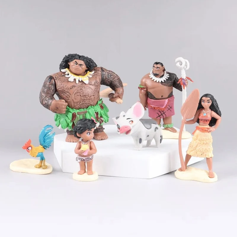 6/10-teiliges Set Disney-Film Moana Figur Puppen Set Halbgott Maui Moana Waialiki Heihei Actionfigur Modell Kindergeburtstagsgeschenk