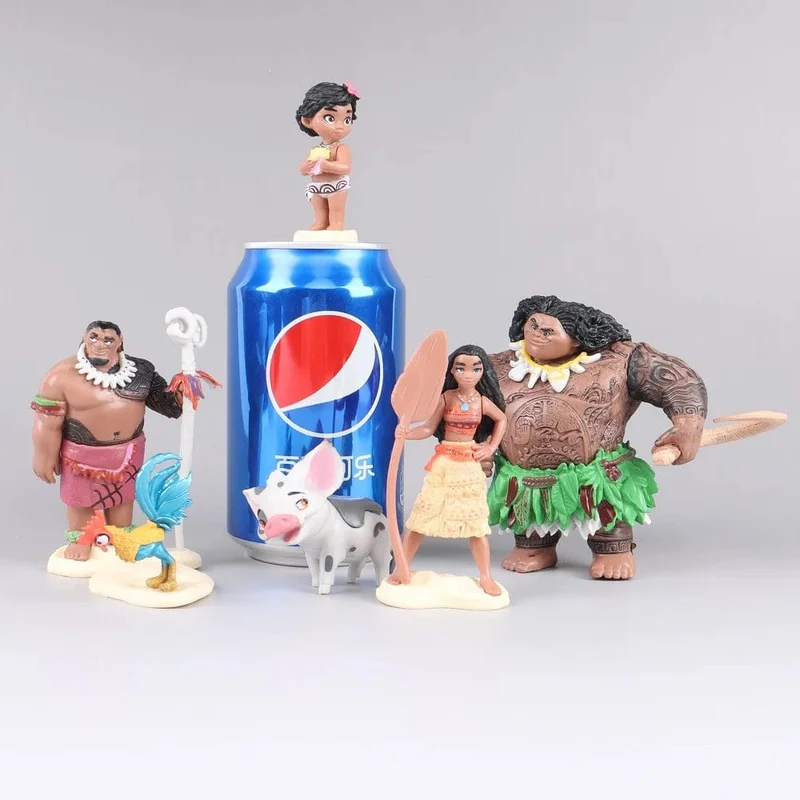 6/10-teiliges Set Disney-Film Moana Figur Puppen Set Halbgott Maui Moana Waialiki Heihei Actionfigur Modell Kindergeburtstagsgeschenk