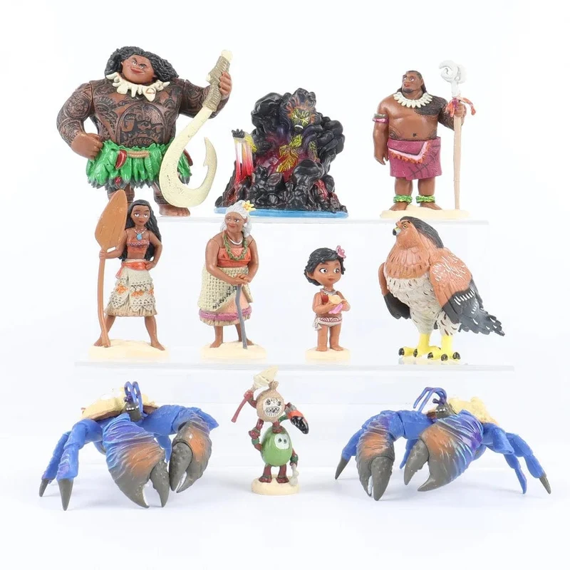 6/10-teiliges Set Disney-Film Moana Figur Puppen Set Halbgott Maui Moana Waialiki Heihei Actionfigur Modell Kindergeburtstagsgeschenk