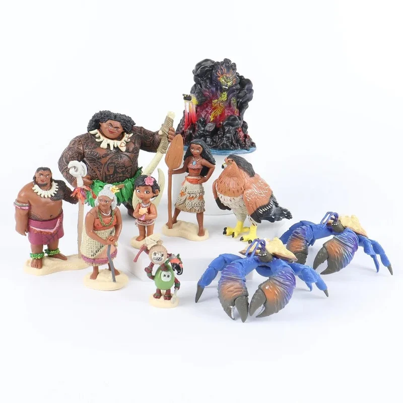 6/10-teiliges Set Disney-Film Moana Figur Puppen Set Halbgott Maui Moana Waialiki Heihei Actionfigur Modell Kindergeburtstagsgeschenk