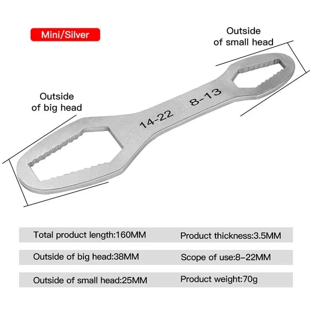 8-22 mm Universal-Torxschlüssel, selbstanziehender, verstellbarer Brillenschlüssel, Doppelkopf-Torxschlüssel, Handwerkzeuge für die Fabrik