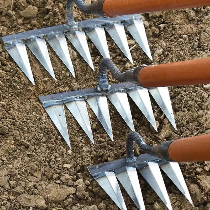 Gartenhacke, Unkrautjäten, Rechen, Stahl, landwirtschaftliches Werkzeug, Greifen, Harken, Ebene, Boden lockern, Egge, Blätter reinigen, Unkraut sammeln, landwirtschaftliches Werkzeug