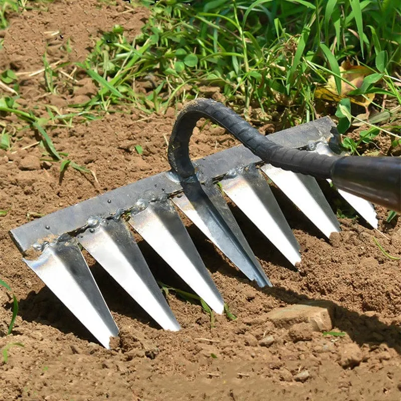 Gartenhacke, Unkrautjäten, Rechen, Stahl, landwirtschaftliches Werkzeug, Greifen, Harken, Ebene, Boden lockern, Egge, Blätter reinigen, Unkraut sammeln, landwirtschaftliches Werkzeug