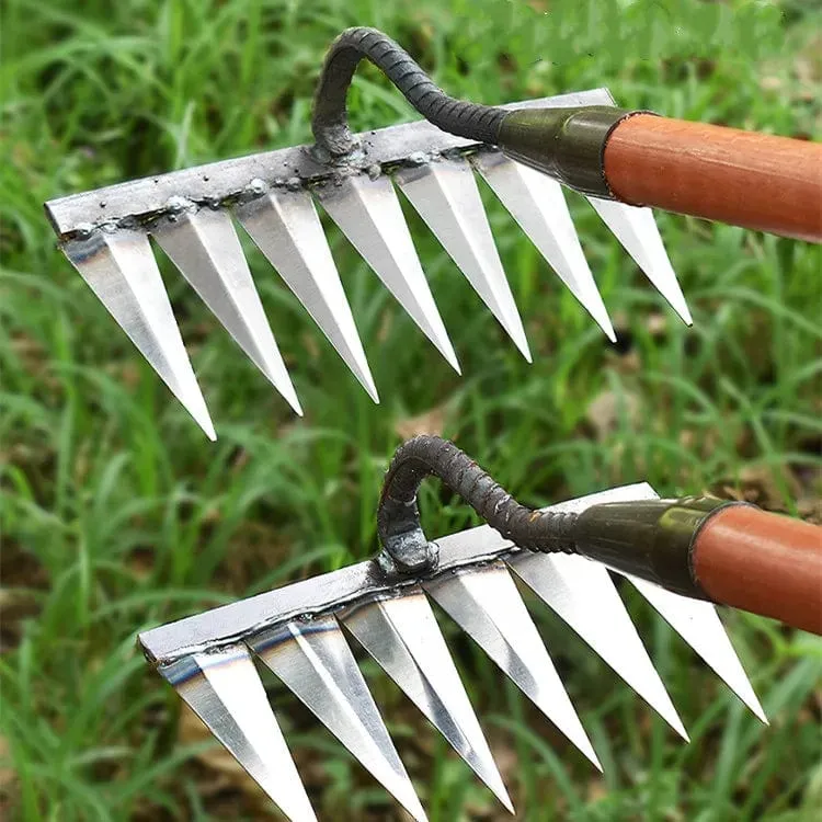 Gartenhacke, Unkrautjäten, Rechen, Stahl, landwirtschaftliches Werkzeug, Greifen, Harken, Ebene, Boden lockern, Egge, Blätter reinigen, Unkraut sammeln, landwirtschaftliches Werkzeug