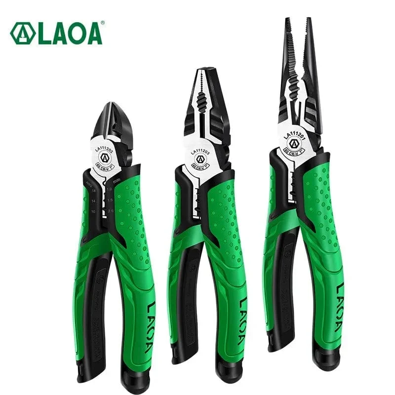 LAOA Multifunktions-Abisolierzange, Beißzange, Drahtschneider, Spitzzange, Seitenschneider, Kabelschere, Elektriker-Handwerkzeuge