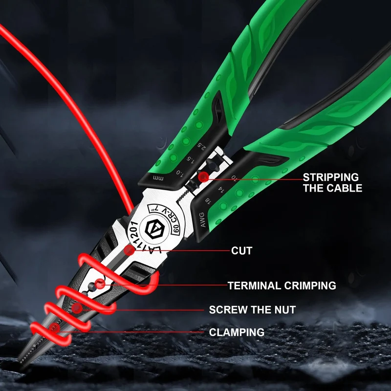 LAOA Multifunktions-Abisolierzange, Beißzange, Drahtschneider, Spitzzange, Seitenschneider, Kabelschere, Elektriker-Handwerkzeuge