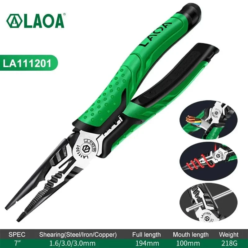 LAOA Multifunktions-Abisolierzange, Beißzange, Drahtschneider, Spitzzange, Seitenschneider, Kabelschere, Elektriker-Handwerkzeuge