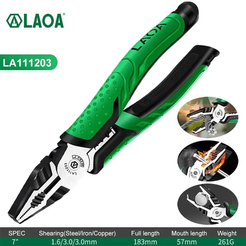 LAOA Multifunktions-Abisolierzange, Beißzange, Drahtschneider, Spitzzange, Seitenschneider, Kabelschere, Elektriker-Handwerkzeuge