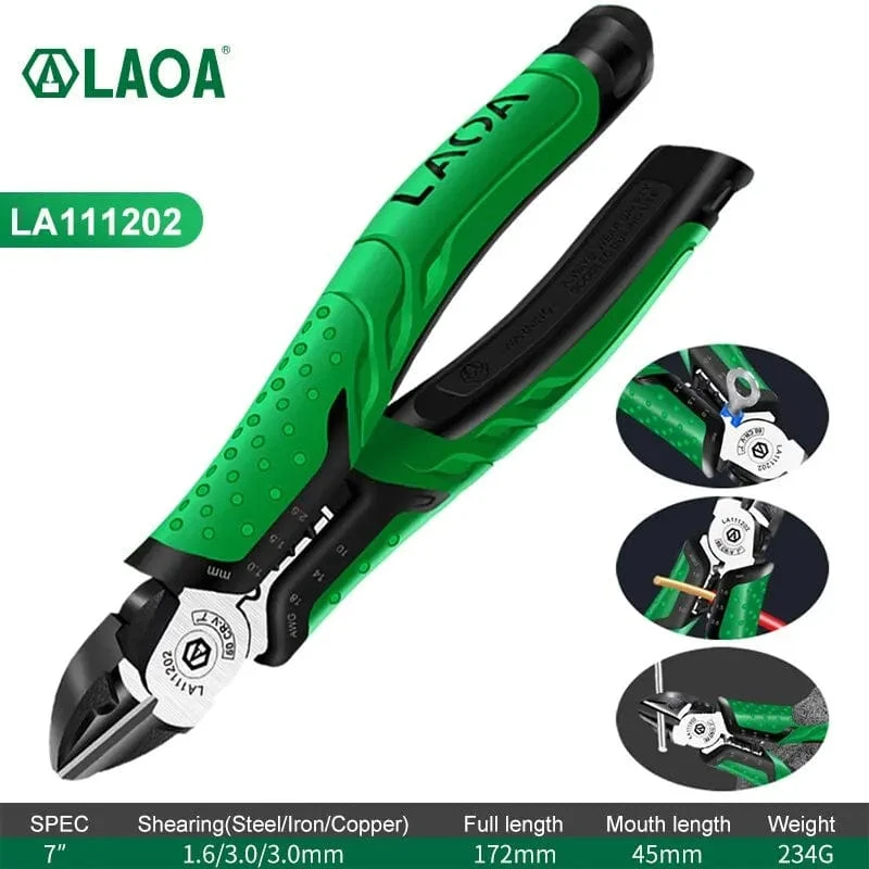 LAOA Multifunktions-Abisolierzange, Beißzange, Drahtschneider, Spitzzange, Seitenschneider, Kabelschere, Elektriker-Handwerkzeuge
