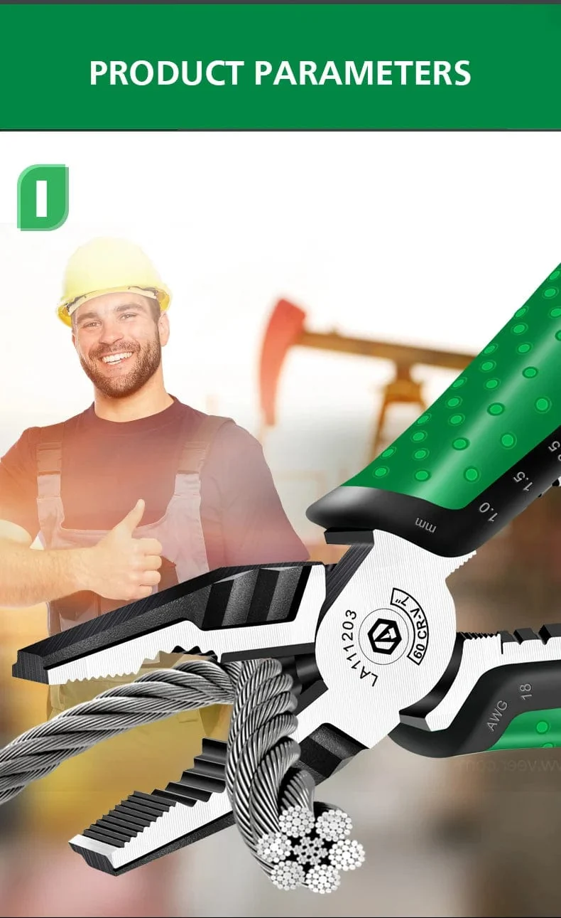 LAOA Multifunktions-Abisolierzange, Beißzange, Drahtschneider, Spitzzange, Seitenschneider, Kabelschere, Elektriker-Handwerkzeuge