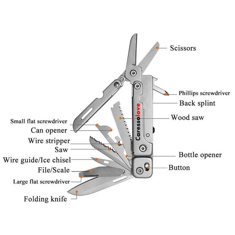 Kombinations-Multitool, Klappmesser, Schere, abnehmbares Outdoor-Taschenmesser, EDC-Notfall-Handwerkzeuge, Mehrzweckmesser