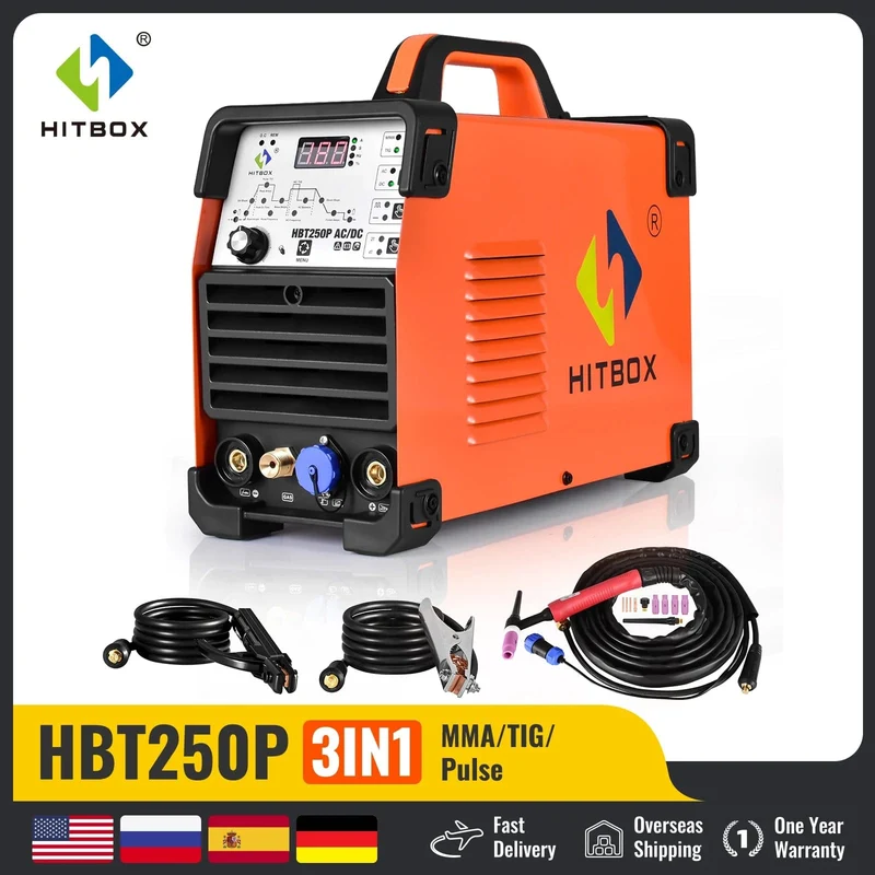 HITBOX AC/DC Aluminium WIG-Schweißgerät HBT250P HF WIG/MMA ARC Stabschweißgerät mit Puls-Argonschweißen IGBT Inverter 2T/4T
