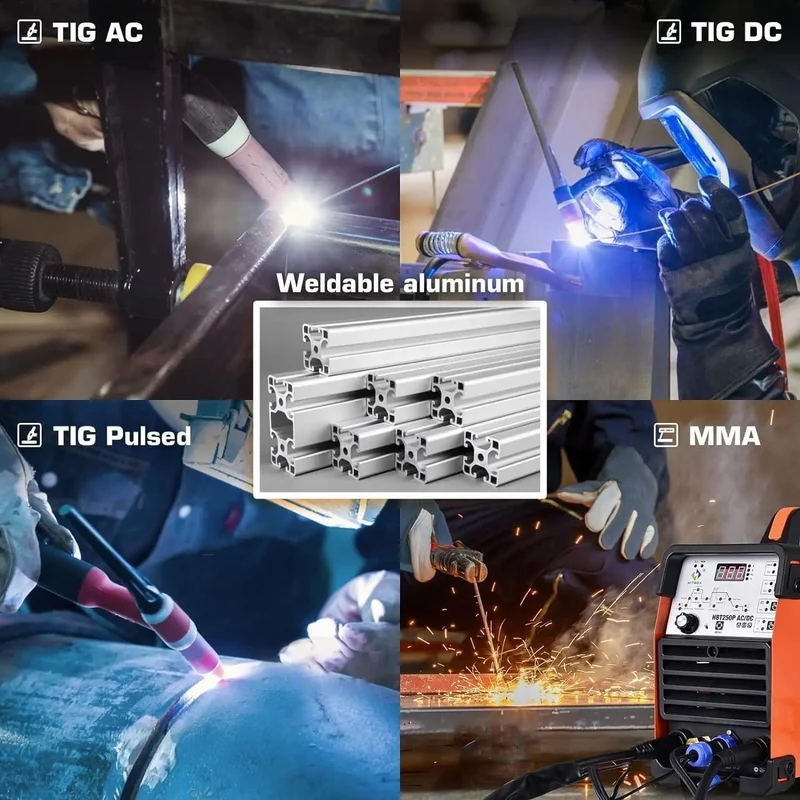 HITBOX AC/DC Aluminium WIG-Schweißgerät HBT250P HF WIG/MMA ARC Stabschweißgerät mit Puls-Argonschweißen IGBT Inverter 2T/4T