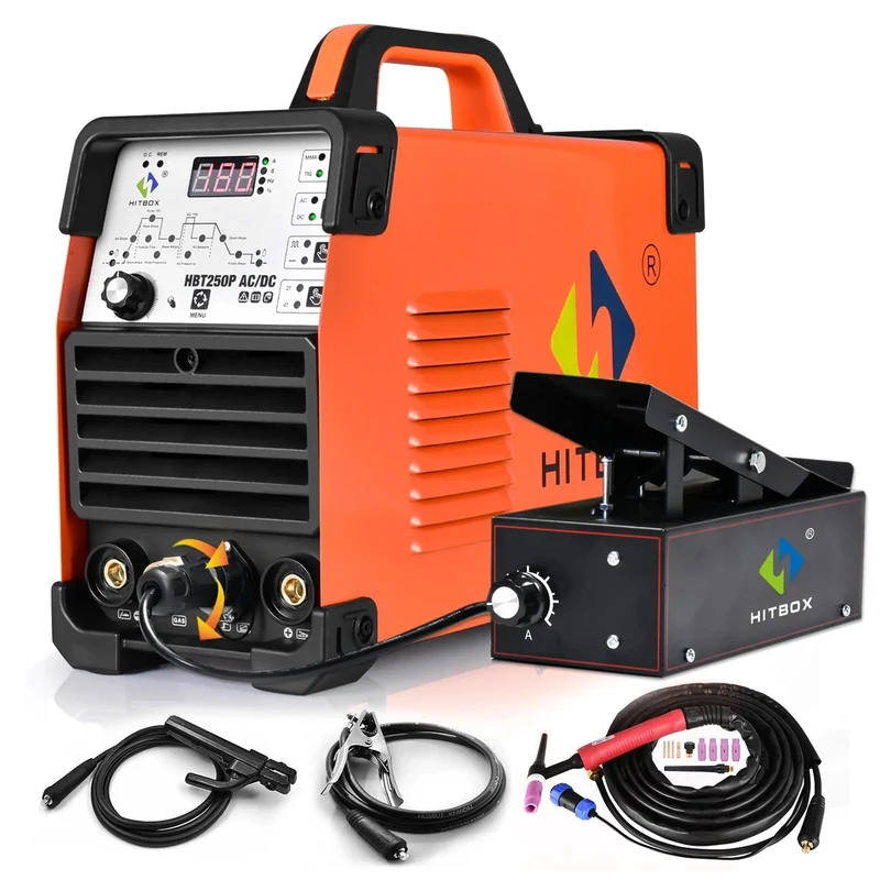 HITBOX AC/DC Aluminium WIG-Schweißgerät HBT250P HF WIG/MMA ARC Stabschweißgerät mit Puls-Argonschweißen IGBT Inverter 2T/4T