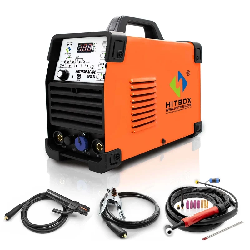 HITBOX AC/DC Aluminium WIG-Schweißgerät HBT250P HF WIG/MMA ARC Stabschweißgerät mit Puls-Argonschweißen IGBT Inverter 2T/4T
