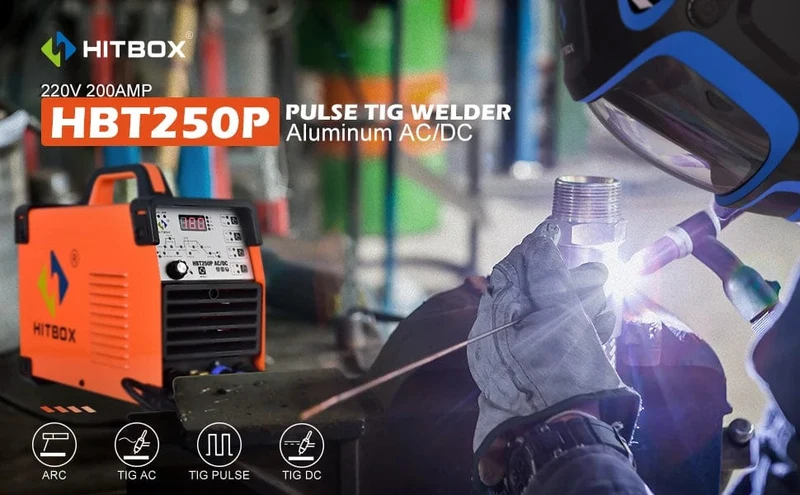 HITBOX AC/DC Aluminium WIG-Schweißgerät HBT250P HF WIG/MMA ARC Stabschweißgerät mit Puls-Argonschweißen IGBT Inverter 2T/4T