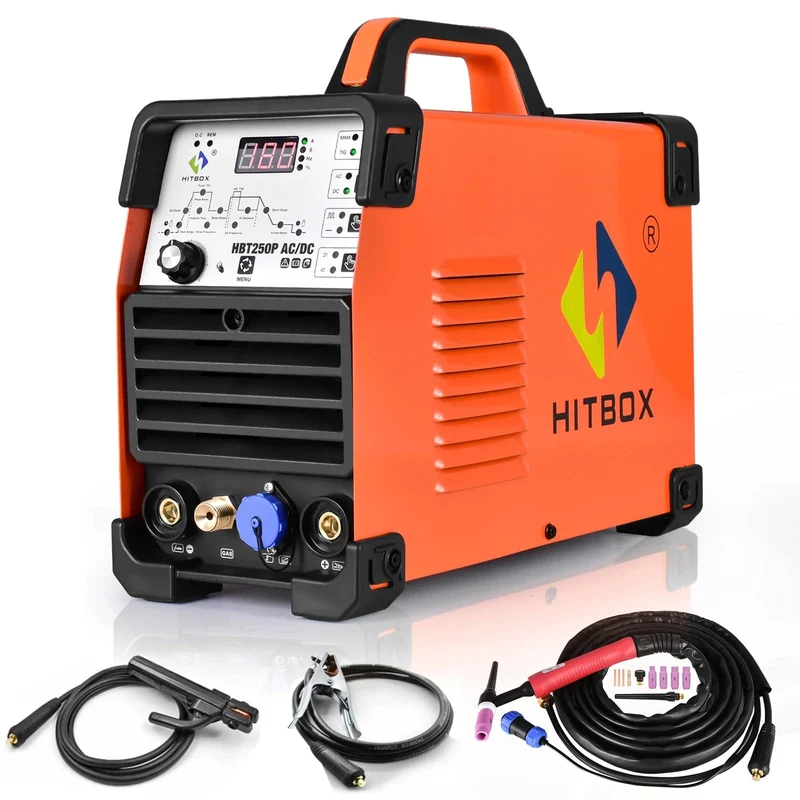 HITBOX AC/DC Aluminium WIG-Schweißgerät HBT250P HF WIG/MMA ARC Stabschweißgerät mit Puls-Argonschweißen IGBT Inverter 2T/4T