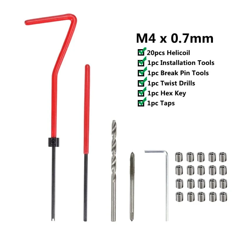 XCAN Gewindereparaturwerkzeug, 25-teilig, M3/M4/M5/M6/M7/M8/M10/M12/14, zur Wiederherstellung beschädigter Gewinde, Schraubenschlüssel, Spiralbohrer, Handwerkzeug