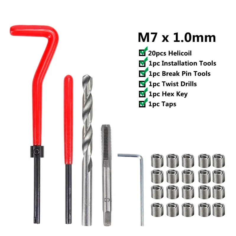 XCAN Gewindereparaturwerkzeug, 25-teilig, M3/M4/M5/M6/M7/M8/M10/M12/14, zur Wiederherstellung beschädigter Gewinde, Schraubenschlüssel, Spiralbohrer, Handwerkzeug