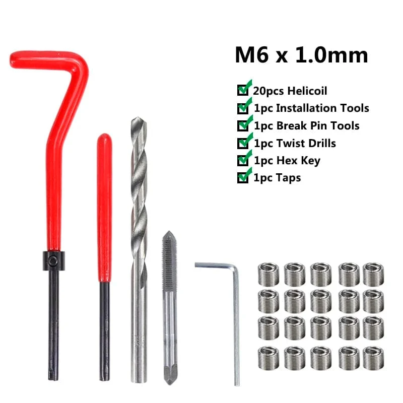 XCAN Gewindereparaturwerkzeug, 25-teilig, M3/M4/M5/M6/M7/M8/M10/M12/14, zur Wiederherstellung beschädigter Gewinde, Schraubenschlüssel, Spiralbohrer, Handwerkzeug