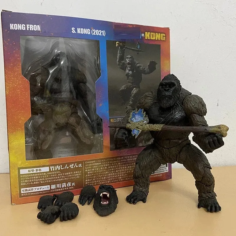 SHM Kong aus dem Film Godzilla Vs Kong 2021, PVC-Actionfigur, Kaiju-Monsterverse-Dinosaurier-Modell, Sammler-Actionspielzeug, Geschenke