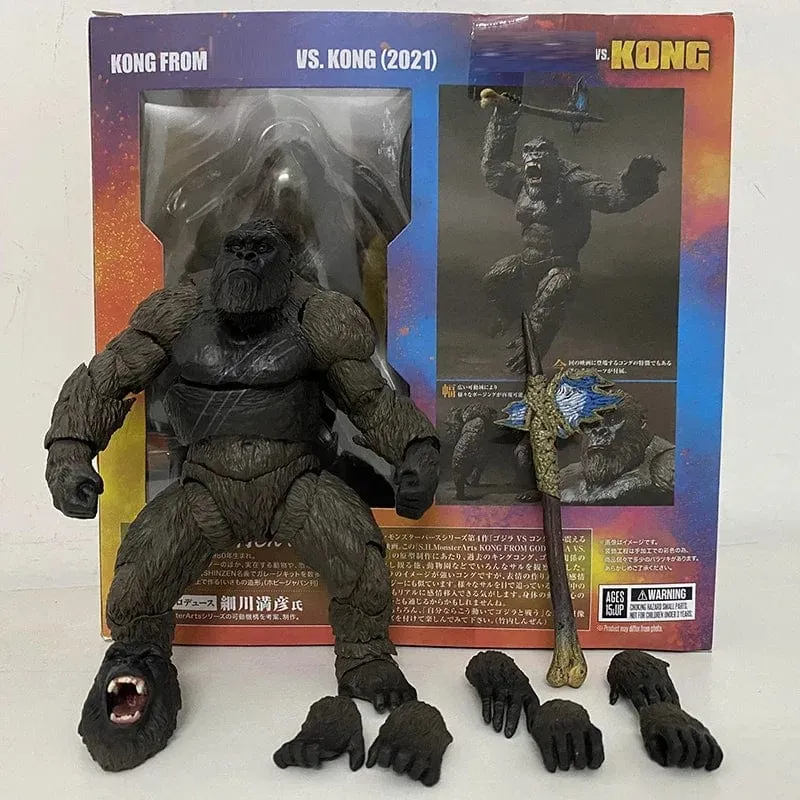 SHM Kong aus dem Film Godzilla Vs Kong 2021, PVC-Actionfigur, Kaiju-Monsterverse-Dinosaurier-Modell, Sammler-Actionspielzeug, Geschenke