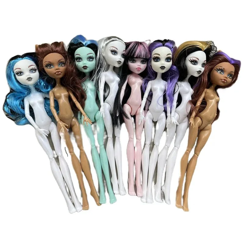 Beweglicher Puppenkörper mit mehreren Gelenken, 23 cm großes Puppenspielzeug für viele Köpfe, weiß, grün, braun, lila, Monstering High-Puppenkörper, Katzenköpfe