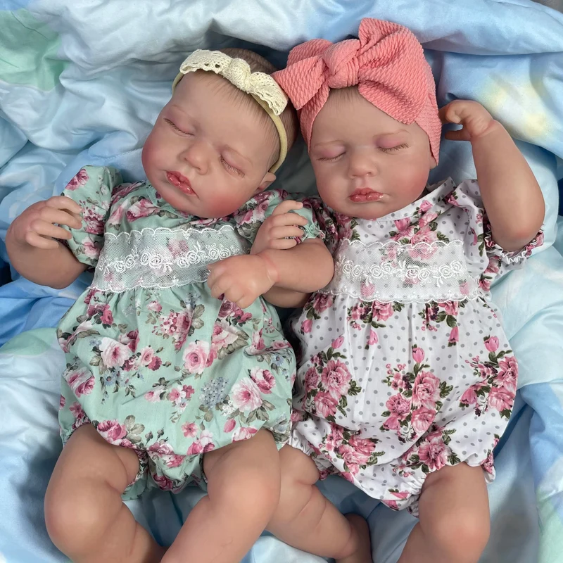 50CM Fertige Reborn Baby Puppen LouLou Twins Mädchen Lebensechte Silikon Vinyl Neugeborenen 3D Haut Sichtbare Adern DIY Spielzeug Für Mädchen