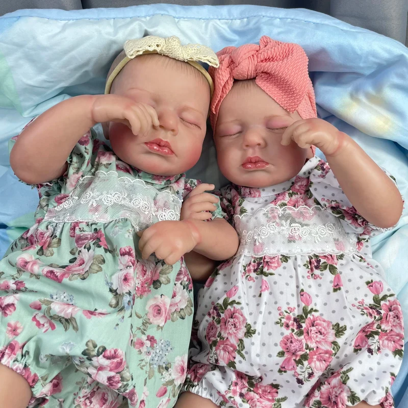 50CM Fertige Reborn Baby Puppen LouLou Twins Mädchen Lebensechte Silikon Vinyl Neugeborenen 3D Haut Sichtbare Adern DIY Spielzeug Für Mädchen