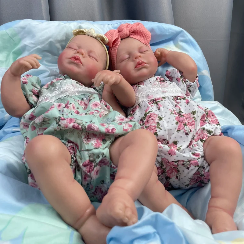 50CM Fertige Reborn Baby Puppen LouLou Twins Mädchen Lebensechte Silikon Vinyl Neugeborenen 3D Haut Sichtbare Adern DIY Spielzeug Für Mädchen