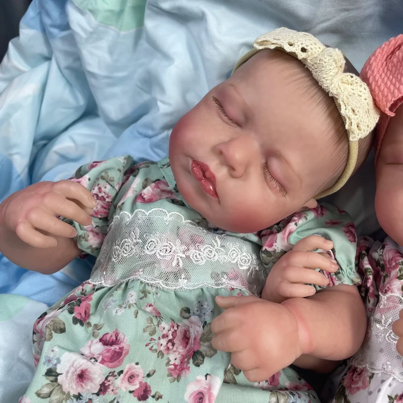50CM Fertige Reborn Baby Puppen LouLou Twins Mädchen Lebensechte Silikon Vinyl Neugeborenen 3D Haut Sichtbare Adern DIY Spielzeug Für Mädchen