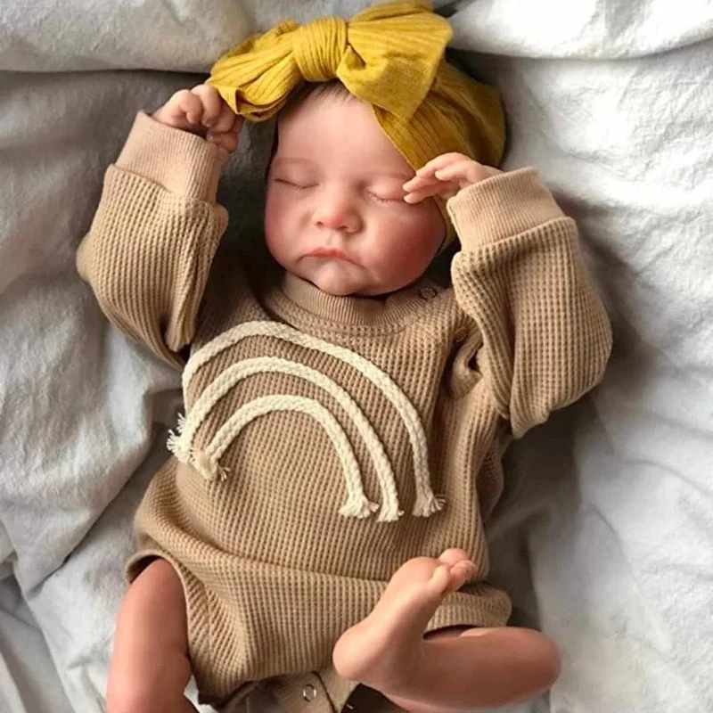 MRB 17 Zoll Levi Reborn Babypuppe, bereits fertig bemalt, schlafendes Vinyl, Neugeborenes, 3D-Haut, sichtbare Adern, Sammlerkunstpuppe