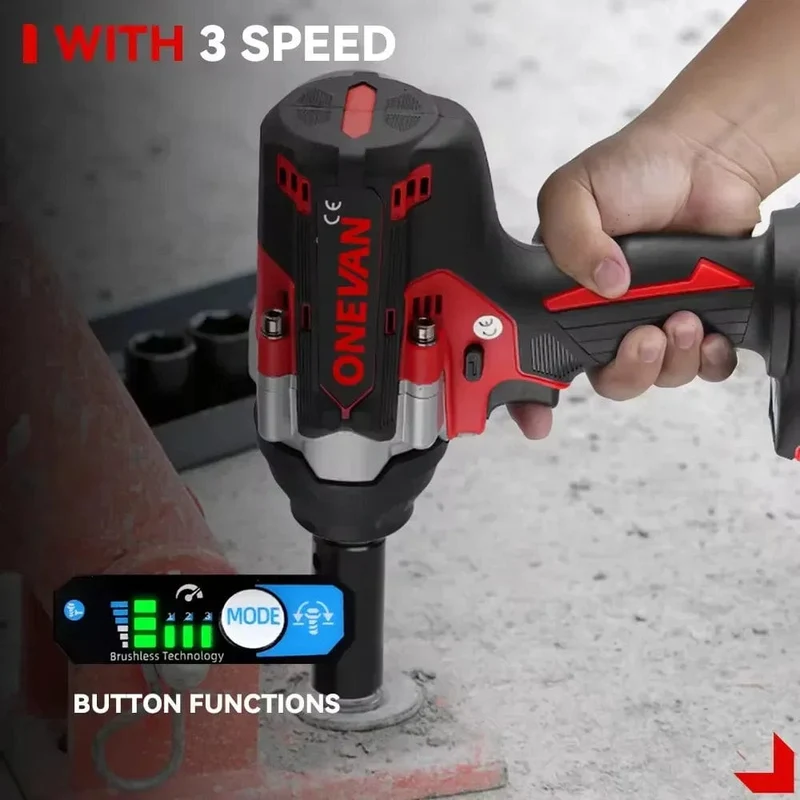 ONEVAN 1800N.M Drehmoment Bürstenloser Elektrischer Schlagschrauber 1/2 Zoll Lithium-Ionen Batterie Cordless Power Tool Für Makita 18V Batterie