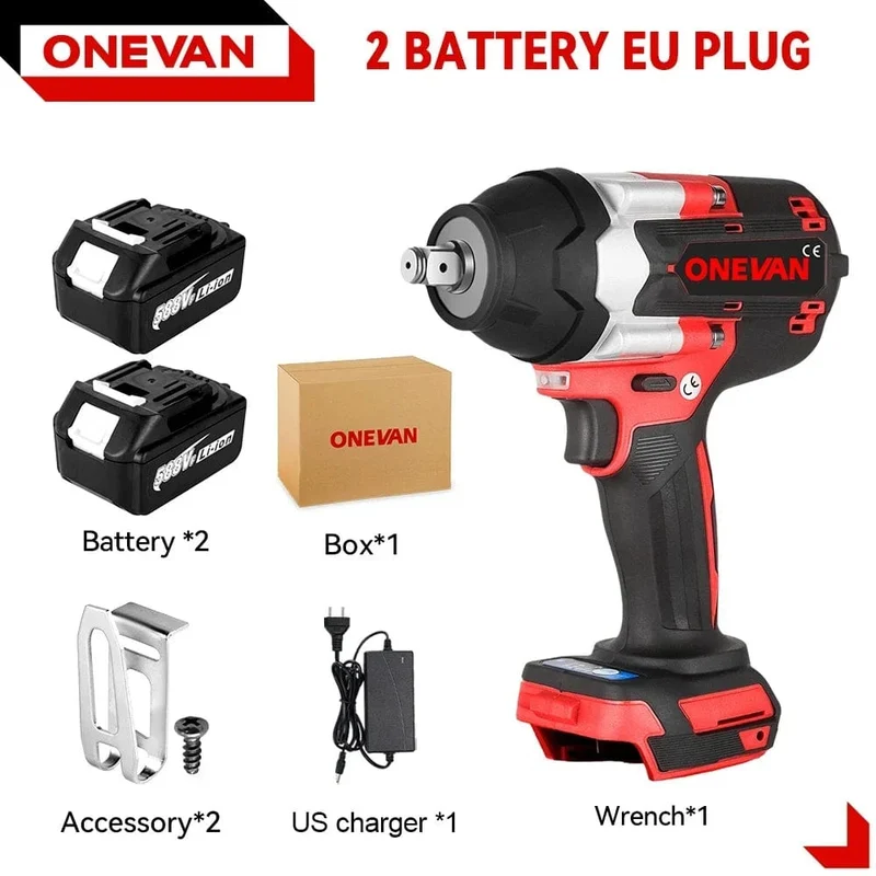 ONEVAN 1800N.M Drehmoment Bürstenloser Elektrischer Schlagschrauber 1/2 Zoll Lithium-Ionen Batterie Cordless Power Tool Für Makita 18V Batterie