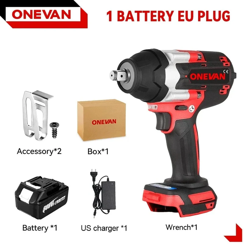 ONEVAN 1800N.M Drehmoment Bürstenloser Elektrischer Schlagschrauber 1/2 Zoll Lithium-Ionen Batterie Cordless Power Tool Für Makita 18V Batterie