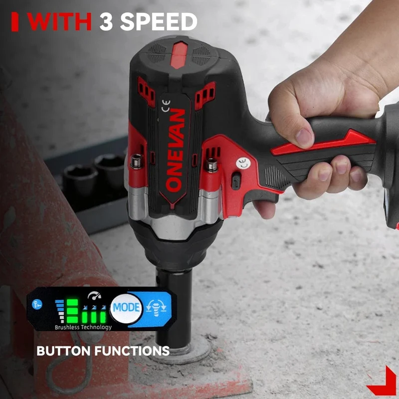 ONEVAN 1800N.M Drehmoment Bürstenloser Elektrischer Schlagschrauber 1/2 Zoll Lithium-Ionen Batterie Cordless Power Tool Für Makita 18V Batterie