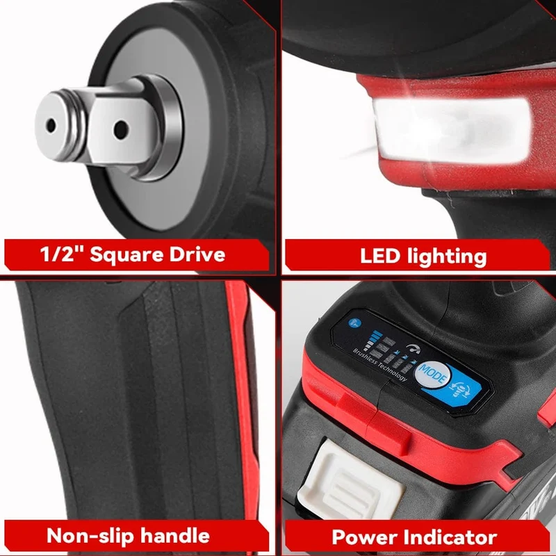 ONEVAN 1800N.M Drehmoment Bürstenloser Elektrischer Schlagschrauber 1/2 Zoll Lithium-Ionen Batterie Cordless Power Tool Für Makita 18V Batterie