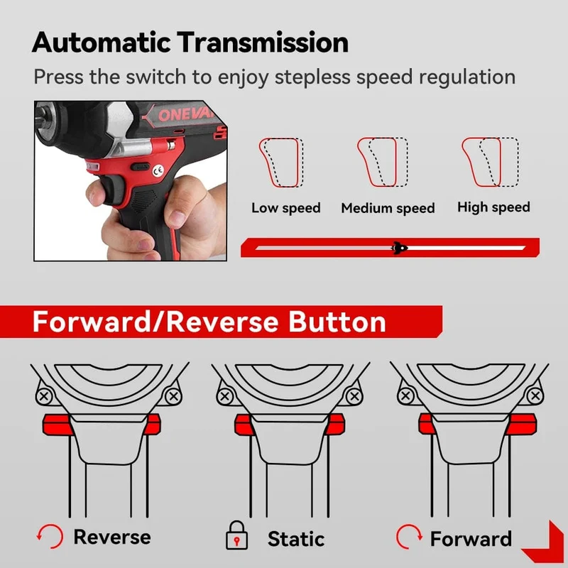 ONEVAN 1800N.M Drehmoment Bürstenloser Elektrischer Schlagschrauber 1/2 Zoll Lithium-Ionen Batterie Cordless Power Tool Für Makita 18V Batterie