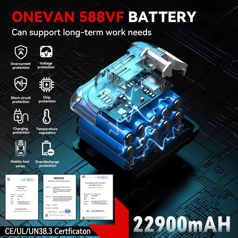 ONEVAN 1800N.M Drehmoment Bürstenloser Elektrischer Schlagschrauber 1/2 Zoll Lithium-Ionen Batterie Cordless Power Tool Für Makita 18V Batterie