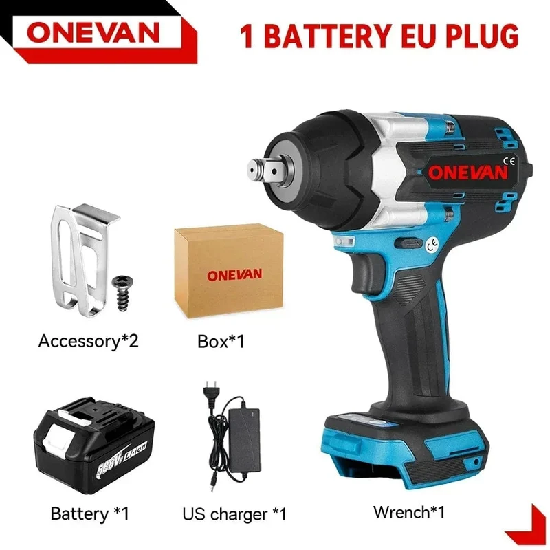 ONEVAN 1800N.M Drehmoment Bürstenloser Elektrischer Schlagschrauber 1/2 Zoll Schraubendreher Akkuschrauber Elektrowerkzeuge Für Makita 18V Batterie