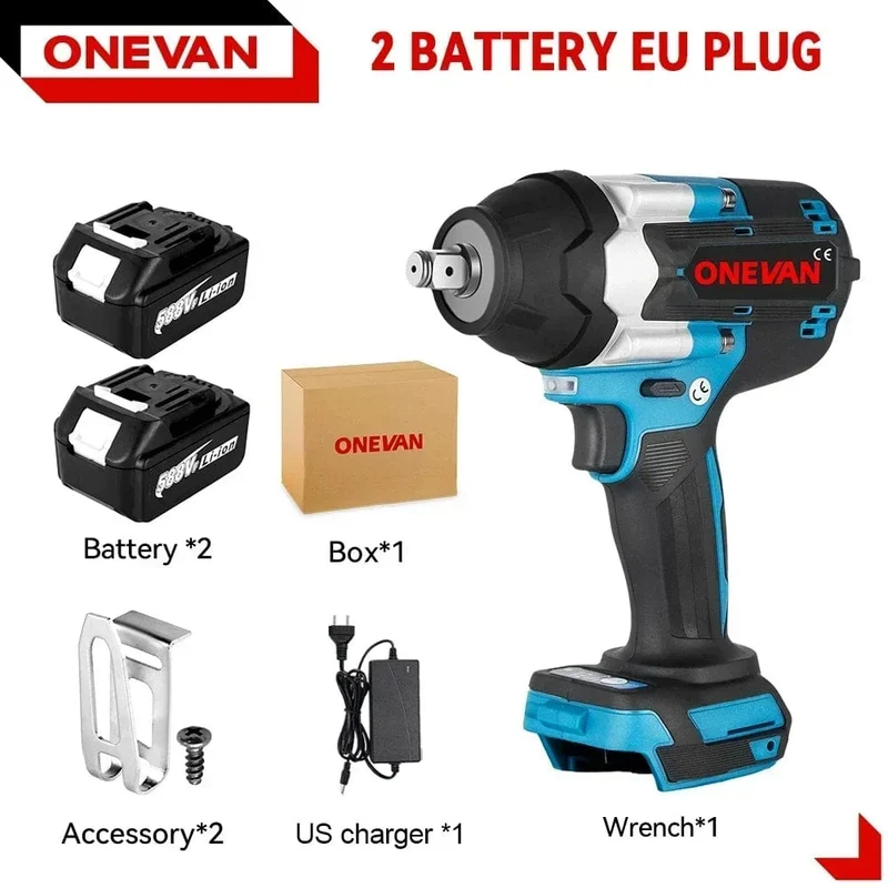 ONEVAN 1800N.M Drehmoment Bürstenloser Elektrischer Schlagschrauber 1/2 Zoll Schraubendreher Akkuschrauber Elektrowerkzeuge Für Makita 18V Batterie