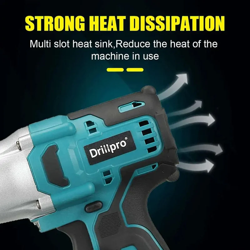 Drillpro Neuer bürstenloser Akku-Schlagschrauber mit 2000 Nm, wiederaufladbarer 1/2-Zoll-Schraubenschlüssel, Bohrmaschine, Elektrowerkzeug für Makita 18-V-Akku