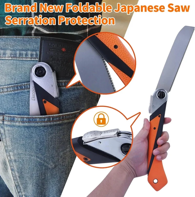 1PC Japanische Zugsäge, 3-schneidige Zahnhandsäge SK5, flexible Klinge, rutschfester Griff, Holzsäge, Klappsäge für Holzbearbeitungswerkzeuge