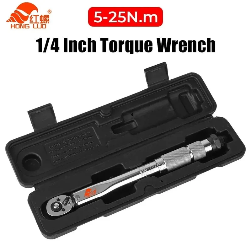 5-25N.m Mikrometer Auto Motorrad Demontage Werkzeug Professionelle Einstellbare Drehmomentschlüssel 1/4'' Stick Spanner Hand Werkzeug 3/8Adapter
