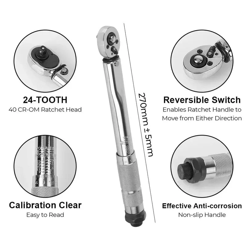 5-25N.m Mikrometer Auto Motorrad Demontage Werkzeug Professionelle Einstellbare Drehmomentschlüssel 1/4'' Stick Spanner Hand Werkzeug 3/8Adapter