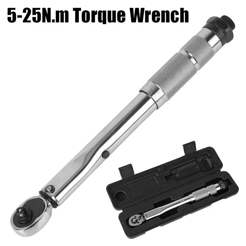5-25N.m Mikrometer Auto Motorrad Demontage Werkzeug Professionelle Einstellbare Drehmomentschlüssel 1/4'' Stick Spanner Hand Werkzeug 3/8Adapter