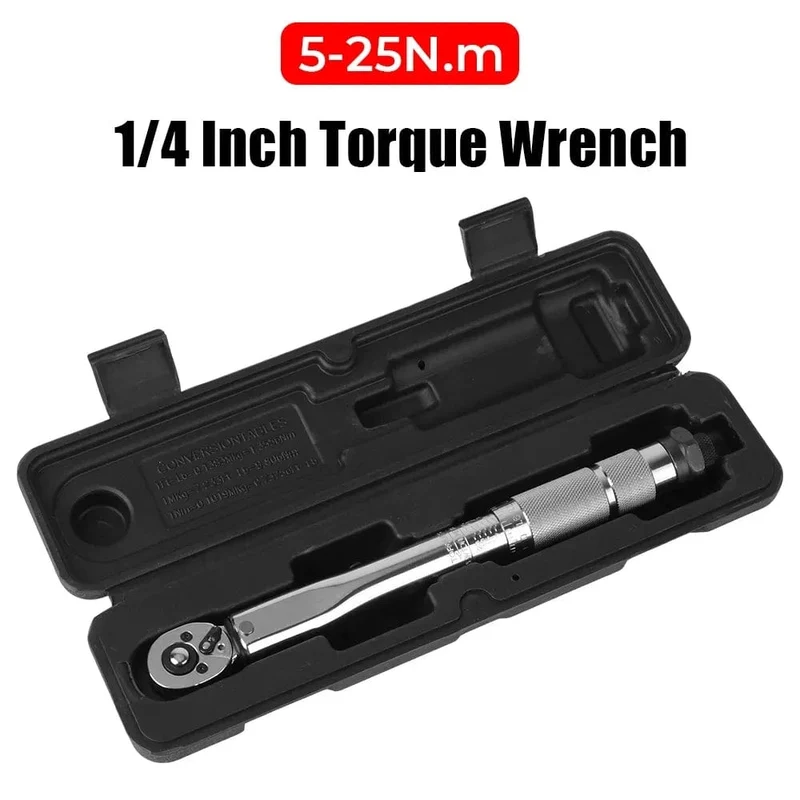 5-25N.m Mikrometer Auto Motorrad Demontage Werkzeug Professionelle Einstellbare Drehmomentschlüssel 1/4'' Stick Spanner Hand Werkzeug 3/8Adapter