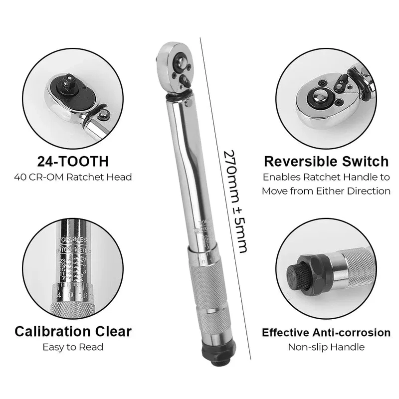 5-25N.m Mikrometer Auto Motorrad Demontage Werkzeug Professionelle Einstellbare Drehmomentschlüssel 1/4'' Stick Spanner Hand Werkzeug 3/8Adapter