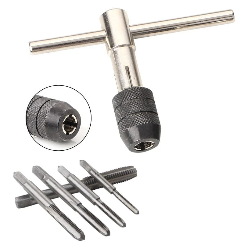 M3/M4/M5/M6/M8 Gewindebohrer-Satz mit Spiralbohrern und Schraubenschlüssel, T-Typ Maschinenhandgewindebohrer Reibahle Handbohrer Schraube Werkzeug Bohrer